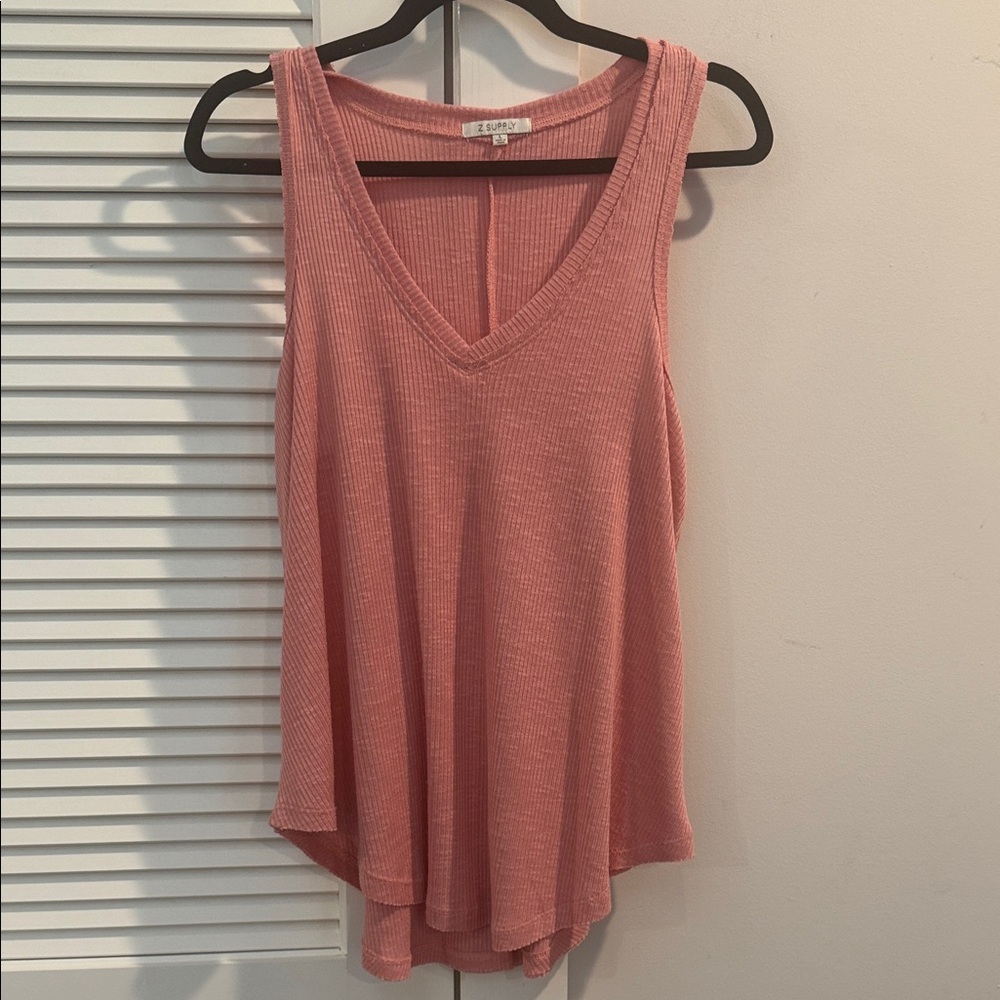 Z Supply Ribbed V-Neck Tank Top - Dusty Rose